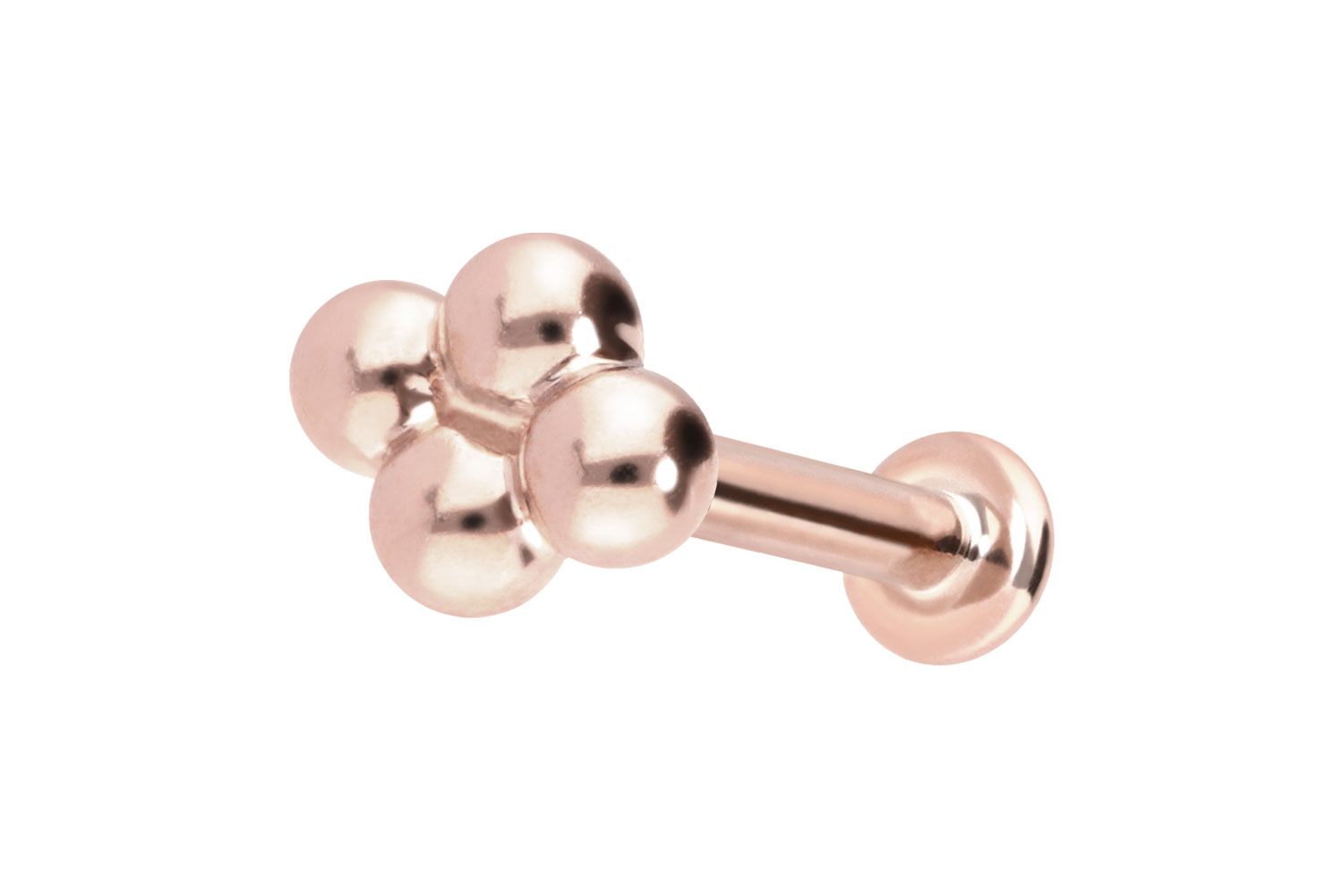 14 Karat Gold Labret Piercing mit Push Fit 4 KUGELN